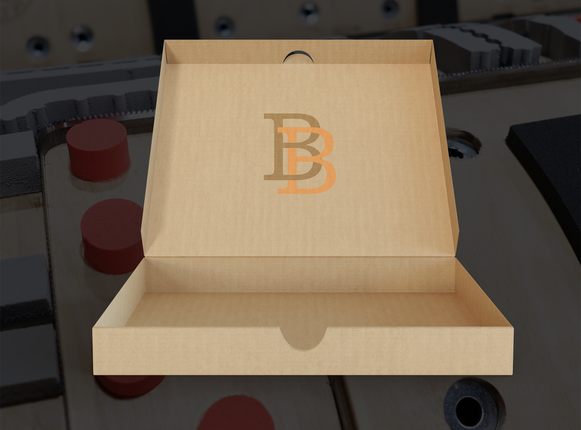 Butler Brothers Die-Cut Pizza Box Mockup